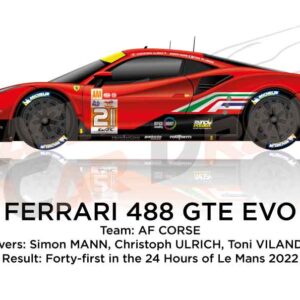 Ferrari 488 GTE EVO n.21 forty-first 24 Hours of Le Mans 2022