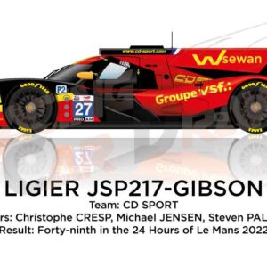 Ligier JSP217 - Gibson n.27 forty-ninth in the 24 hours of Le Mans 2022