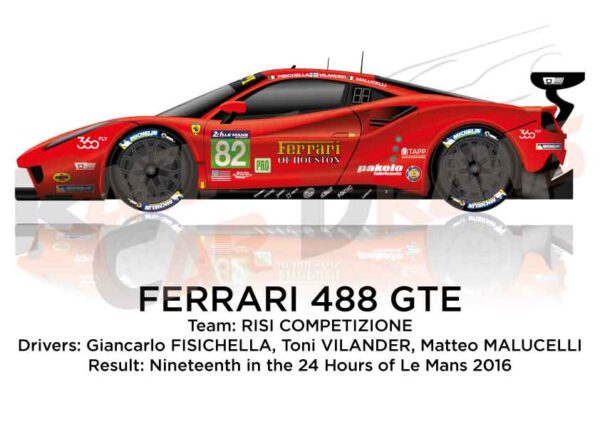 Ferrari 488 GTE n.82 nineteenth in the 24 Hours of Le Mans 2016