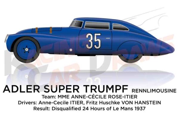Adler Super Trumpf Rennlimousine n.35 at the 24 Hours of Le Mans 1937