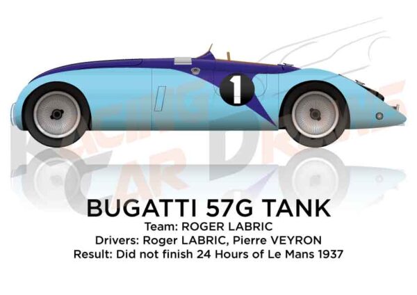 Bugatti 57G Tank n.1 did not finish 24 Hours of Le Mans 1937
