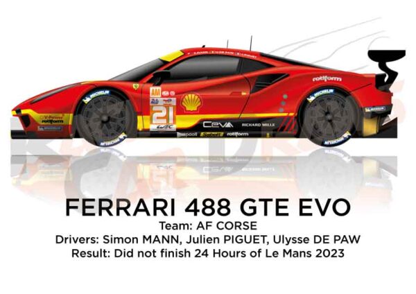 Ferrari 488 GTE EVO n.21 dnf 24 Hours of Le Mans 2023