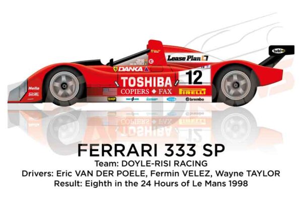 Ferrari 333 SP n.12 eighth in the 24 Hours of Le Mans 1998