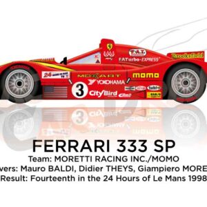 Ferrari 333 SP n.3 fourteenth in the 24 Hours of Le Mans 1998