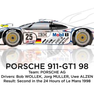 Porsche 911 GT1-98 n.25 second in the 24 Hours of Le Mans 1998