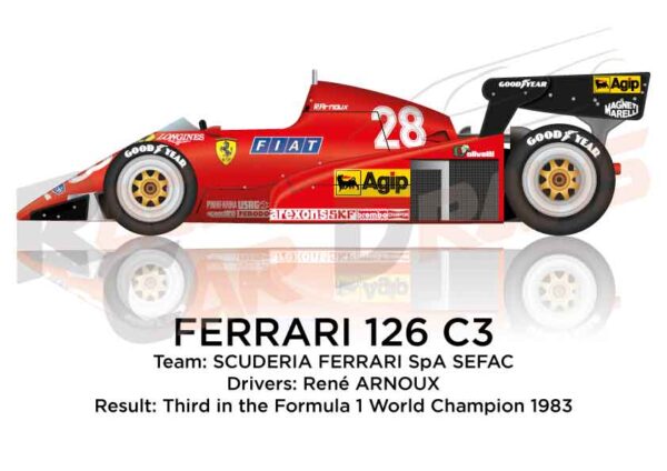 Ferrari 126 C3 n.28 third in Formula 1 World Champion 1983