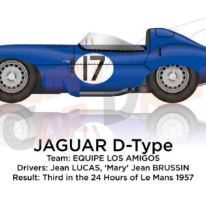 Jaguar D-Type n.17 third in the 24 Hours of Le Mans 1957