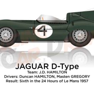 Jaguar D-Type n.4 sixth in the 24 Hours of Le Mans 1957