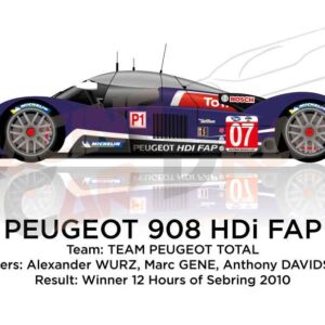 Peugeot 908 HDI FAP n.07 winner at 12 hours of Sebring 2010
