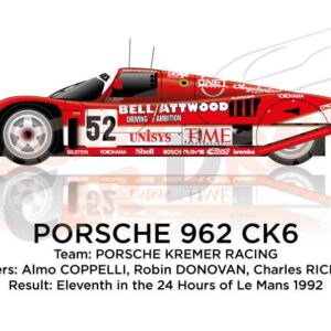 Porsche 962 CK6 n.52 eleventh in the 24 hours of Le Mans 1992