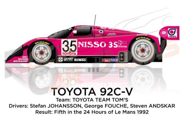 Toyota 92C-V n.35 fifth in the 24 Hours of Le Mans 1992